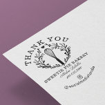 Thank You For Your Business Pink Bakery Whisk Logo Rubber Stamp<br><div class="desc">Simple, clean, and minimal style bakery thank you bakery rubber stamp design featuring a baker's whisk with a wreath framing. Thank you is displayed around the sticker. A simple, chic, and stylish sticker for the home baker, bakery, entrepreneur baker, chef, caterer, and much more. All artwork and logos contained in...</div>