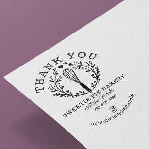 Thank You For Your Business Pink Bakery Whisk Logo Rubber Stamp