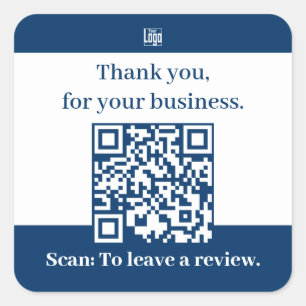 Thank You For Your Business QR-code Review Invite Square Sticker