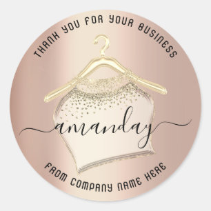 Thank You For Your Business Rose Gold Shop Classic Round Sticker