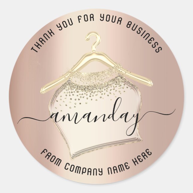 Thank You For Your Business Rose Gold Shop Classic Round Sticker (Front)