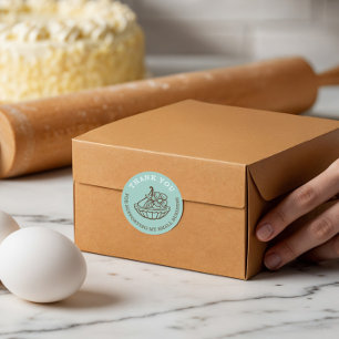 Thank You For Your Business Teal Bakery Pastry Classic Round Sticker