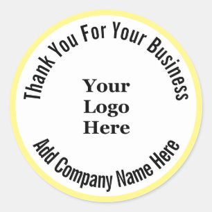 Thank You For Your Business Yellow and White Logo Classic Round Sticker