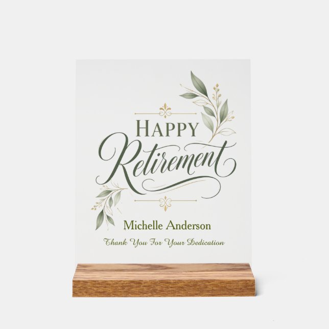 Thank You For Your Dedication Personalised Name Acrylic Sign (Front)