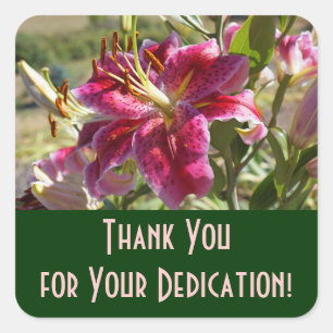 Thank You for Your Dedication stickers Pink Lilies