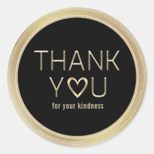Thank You for Your Kindness Gold Classic Round Sticker