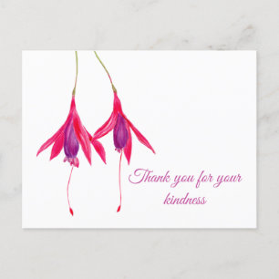 Thank You For Your Kindness Watercolor Fuschia Postcard