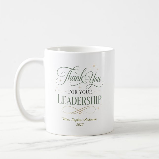 Thank You For Your Leadership Personalised  Coffee Mug (Left)
