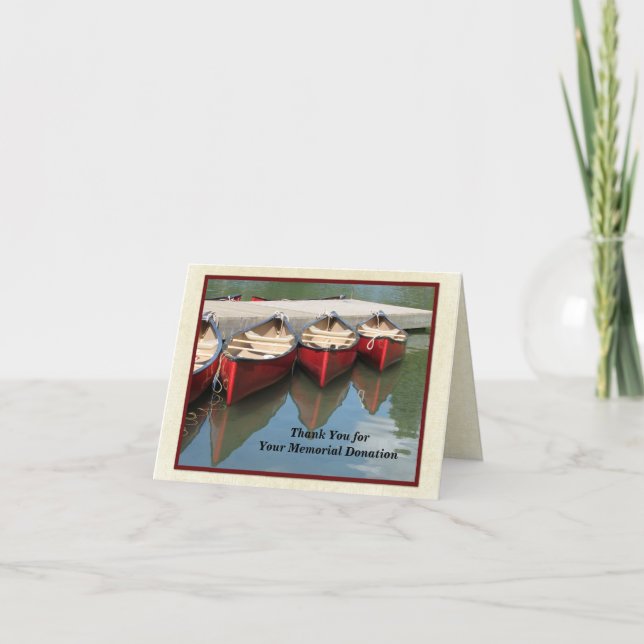 Thank You for Your Memorial Donation, Red Canoes Card (Front)