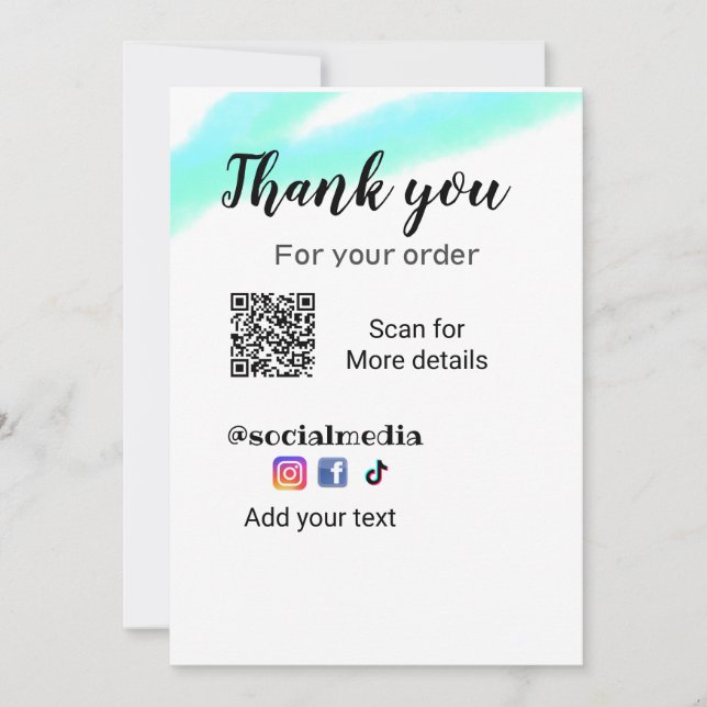 Thank you for your order add q r contact details s invitation (Front)