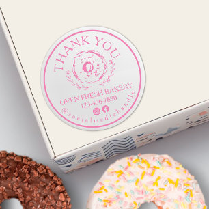 Thank You For Your Order Bakery Pink Doughnut Classic Round Sticker