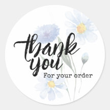 Thank You For Your Order Blue Floral Watercolor