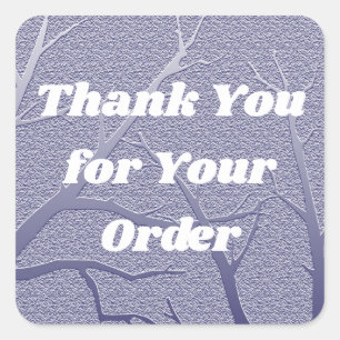 Thank You for Your Order Blue Winter Branches Square Sticker