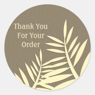 Thank You For Your Order Brown Leaf Silhouette Classic Round Sticker