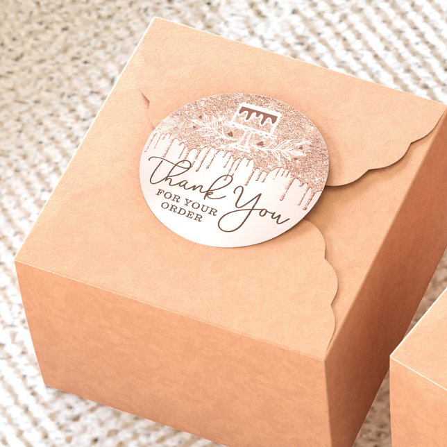 Thank You For Your Order Cake Bakery Glitter Drips Classic Round Sticker (Creator Uploaded)