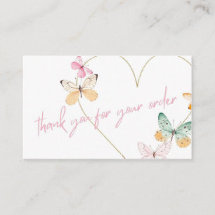 Thank You for Your Order Card   Butterfly & Heart