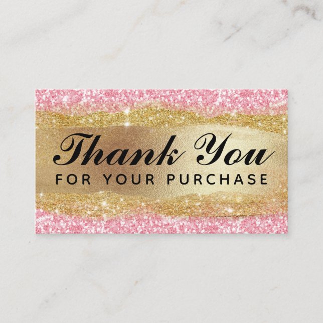 Thank You For Your Order Cards Pink Glitter Gold (Front)