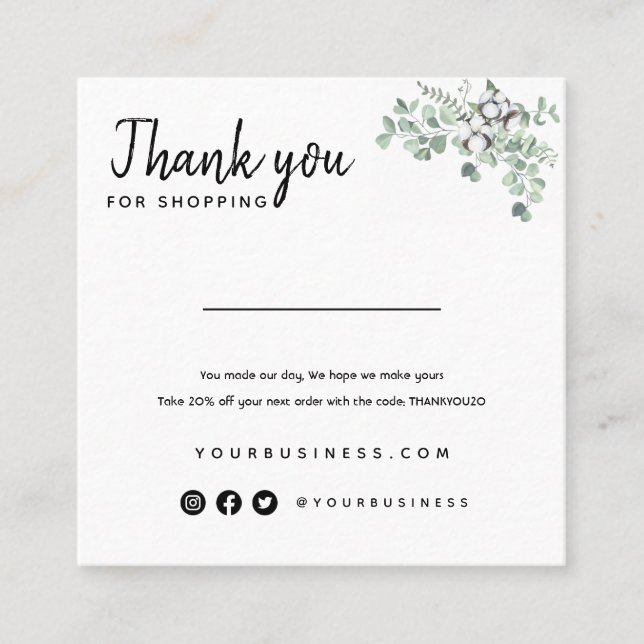 Thank You For Your Order Cards Template Small Busi (Front)