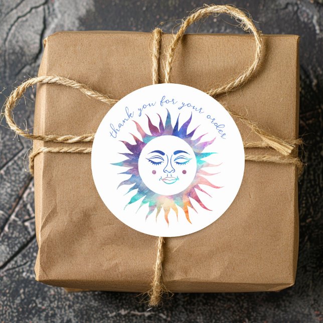 "Thank you for your order" Colourful Custom Sun Classic Round Sticker ("Thank you for your order" Colorful Custom Sun Classic Round Sticker
)