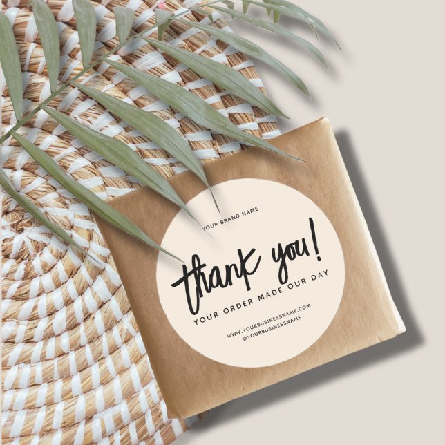 Thank you for your order custom beige business classic round sticker (Creator Uploaded)