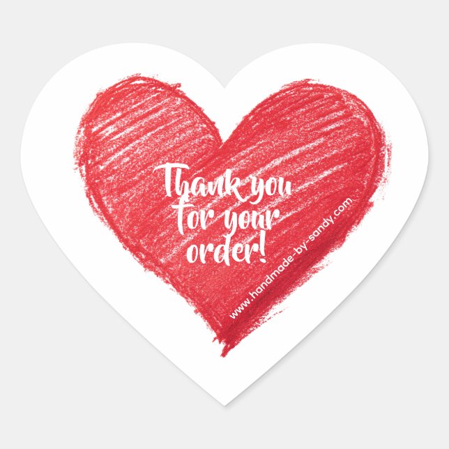 Thank You For Your Order, Custom Heart in Heart Sticker (Front)