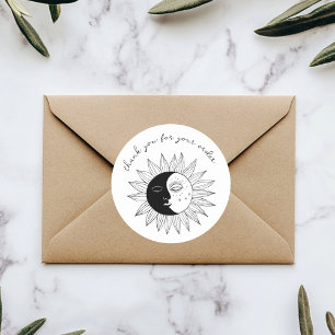 "Thank you for your order" Cute Custom Sun & Moon  Classic Round Sticker