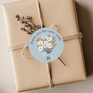 "Thank you for your order" Daisy Bouquet Custom Classic Round Sticker