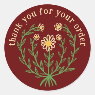 "Thank you for your order" Daisy Design Custom Classic Round Sticker