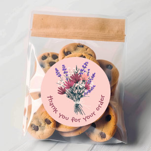 "Thank you for your order" Flower Bouquet Custom Classic Round Sticker