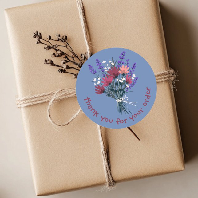 "Thank you for your order" Flower Bouquet Custom Classic Round Sticker ("Thank you for your order" Flower Bouquet Custom Classic Round Sticker
)