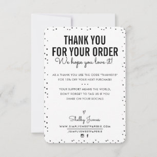THANK YOU FOR YOUR ORDER glam insert black spots Card