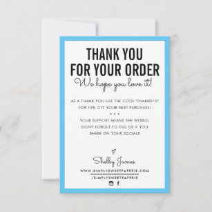 THANK YOU FOR YOUR ORDER glam insert modern aqua
