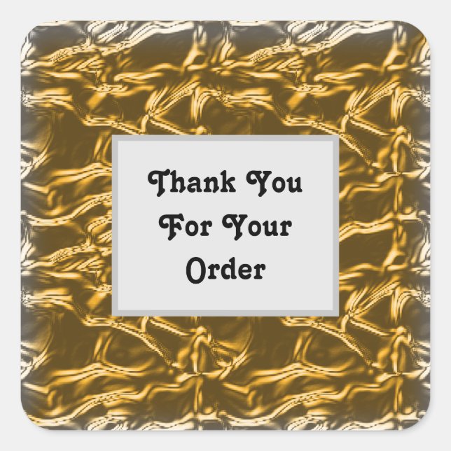 Thank You for Your Order Gold Silver Elegant Square Sticker (Front)