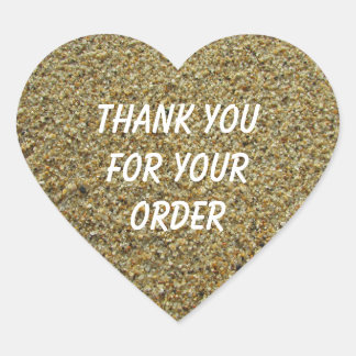 Thank You for Your Order Grains of Sand Beach Heart Sticker