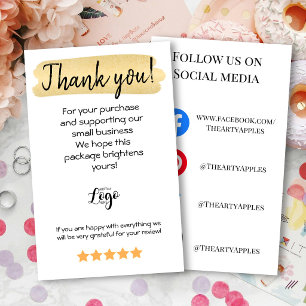 Thank You for Your Order Insert Card Small Busines