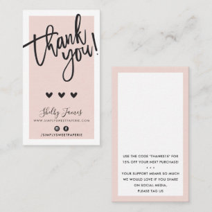 THANK YOU FOR YOUR ORDER insert classy blush pink