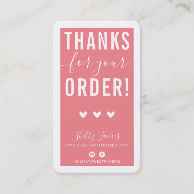 THANK YOU FOR YOUR ORDER insert modern coral pink (Front)