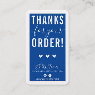 THANK YOU FOR YOUR ORDER insert modern royal blue