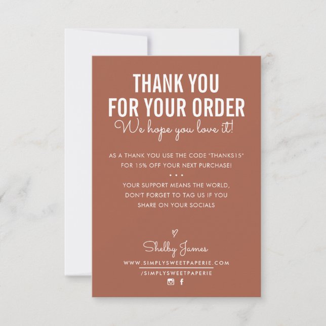 THANK YOU FOR YOUR ORDER insert white ink clay (Front)