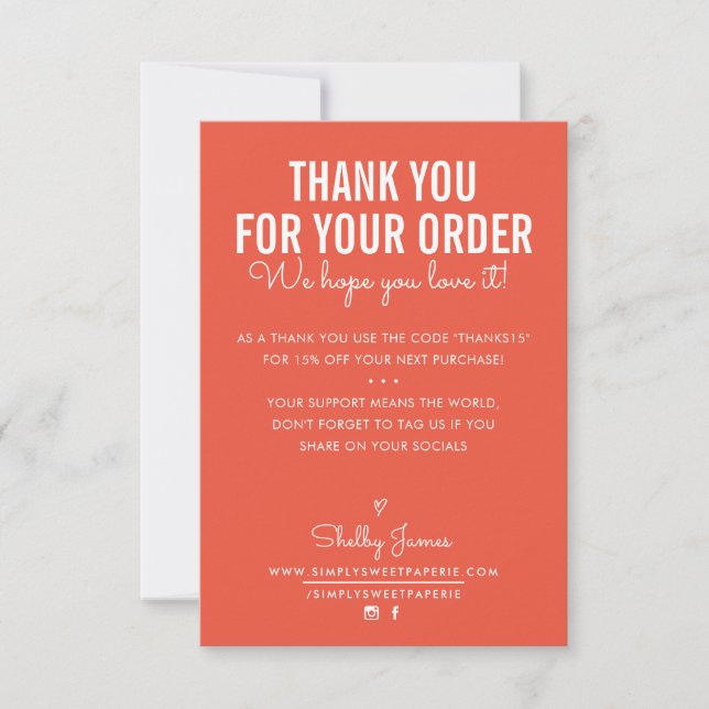 THANK YOU FOR YOUR ORDER insert white ink orange (Front)