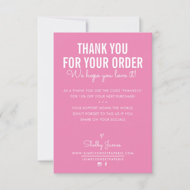 THANK YOU FOR YOUR ORDER insert white ink pink (Front)