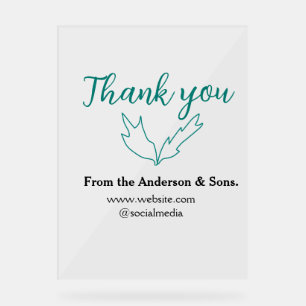 Thank you for your order leaf website company name acrylic sign