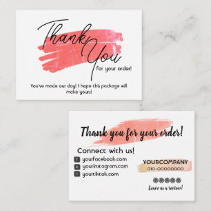 Thank You For Your Order Note Card