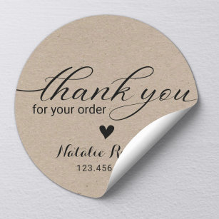 Thank You for Your Order Rustic Kraft Business Classic Round Sticker