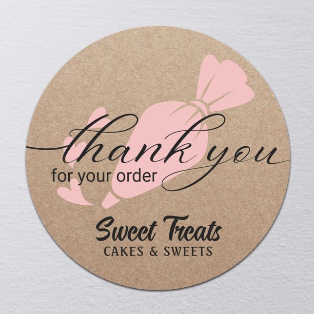 Thank You For Your Order Rustic Kraft Cake Bakery Classic Round Sticker (Creator Uploaded)