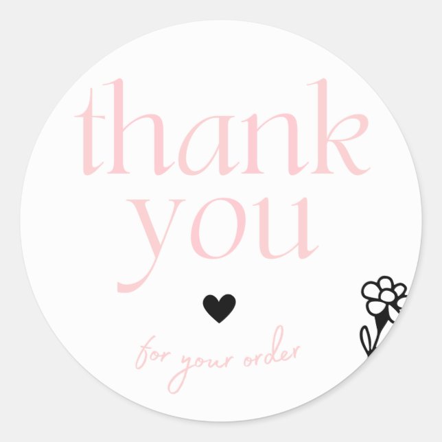 Thank You For Your Order Simple Classic Round Sticker (Front)