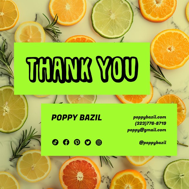 Thank You for your Order Social Media Icons Bold Mini Business Card (Thank You for your Order Social Media Icons Bold Lime Mini Business Card
)