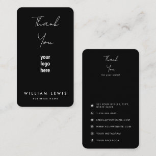 Thank You For Your Order & Social Media Icons  Business Card