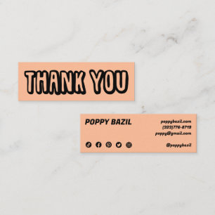 Thank You for your Order Social Media Icons Peach Mini Business Card