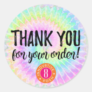 Thank You for your order tie dye Innov8tive + Posh Classic Round Sticker
